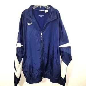 90's Vintage Reebok Windbreaker Jacket Sport Blue White Large Nylon Zip